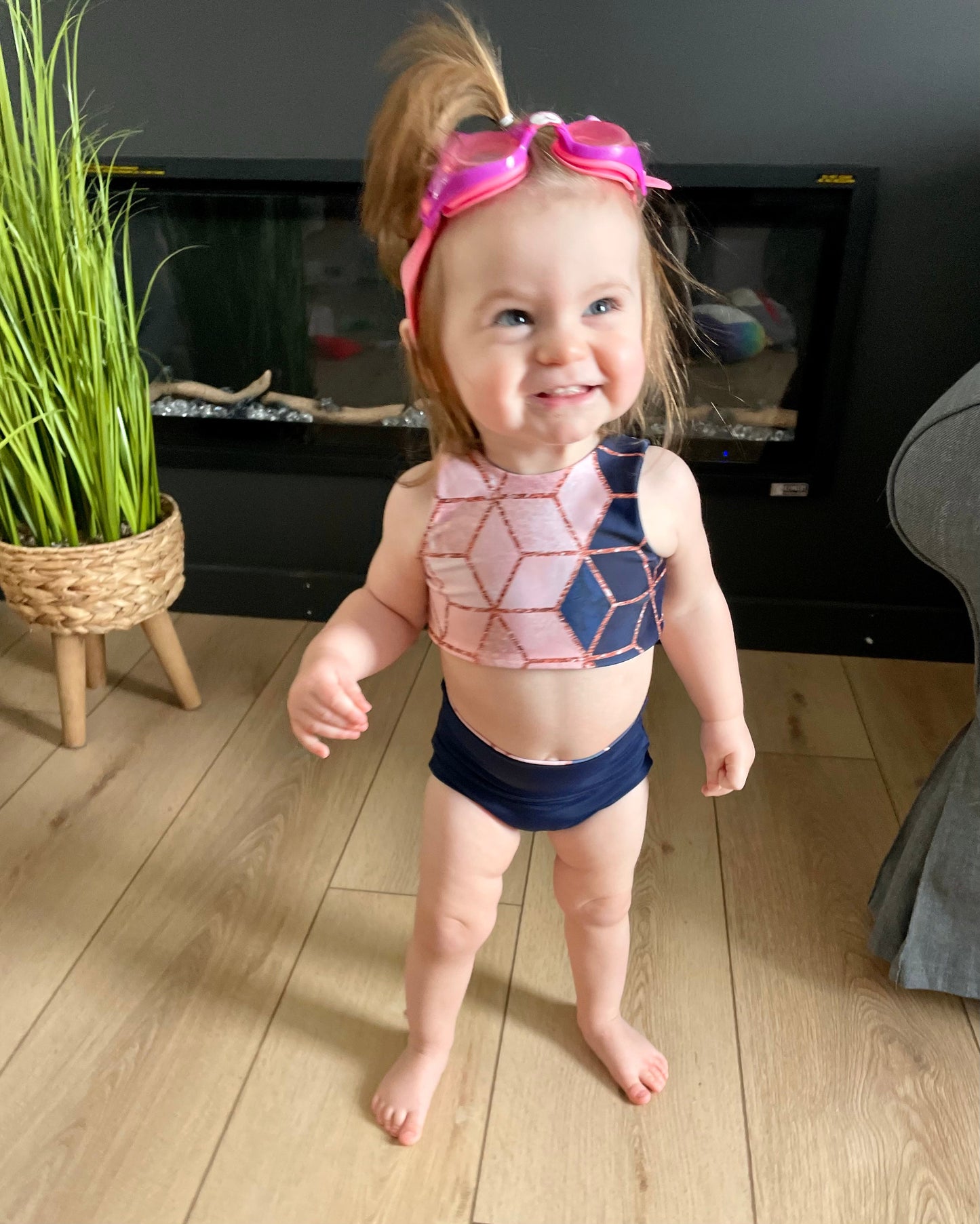 MADE TO ORDER Rylie Reversible Swim- navy geo